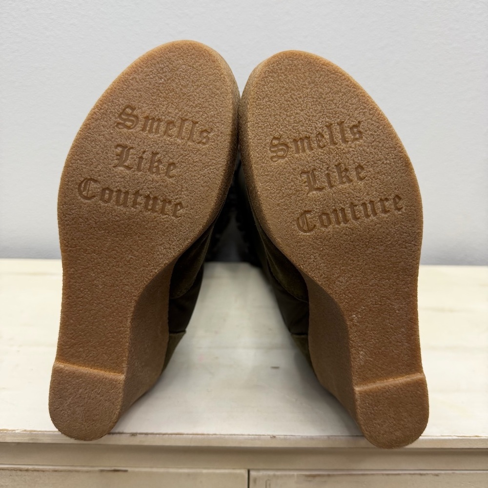 Juicy Couture Green Puffer Wedge Platform Boots Size 7 - Picture 9 of 10